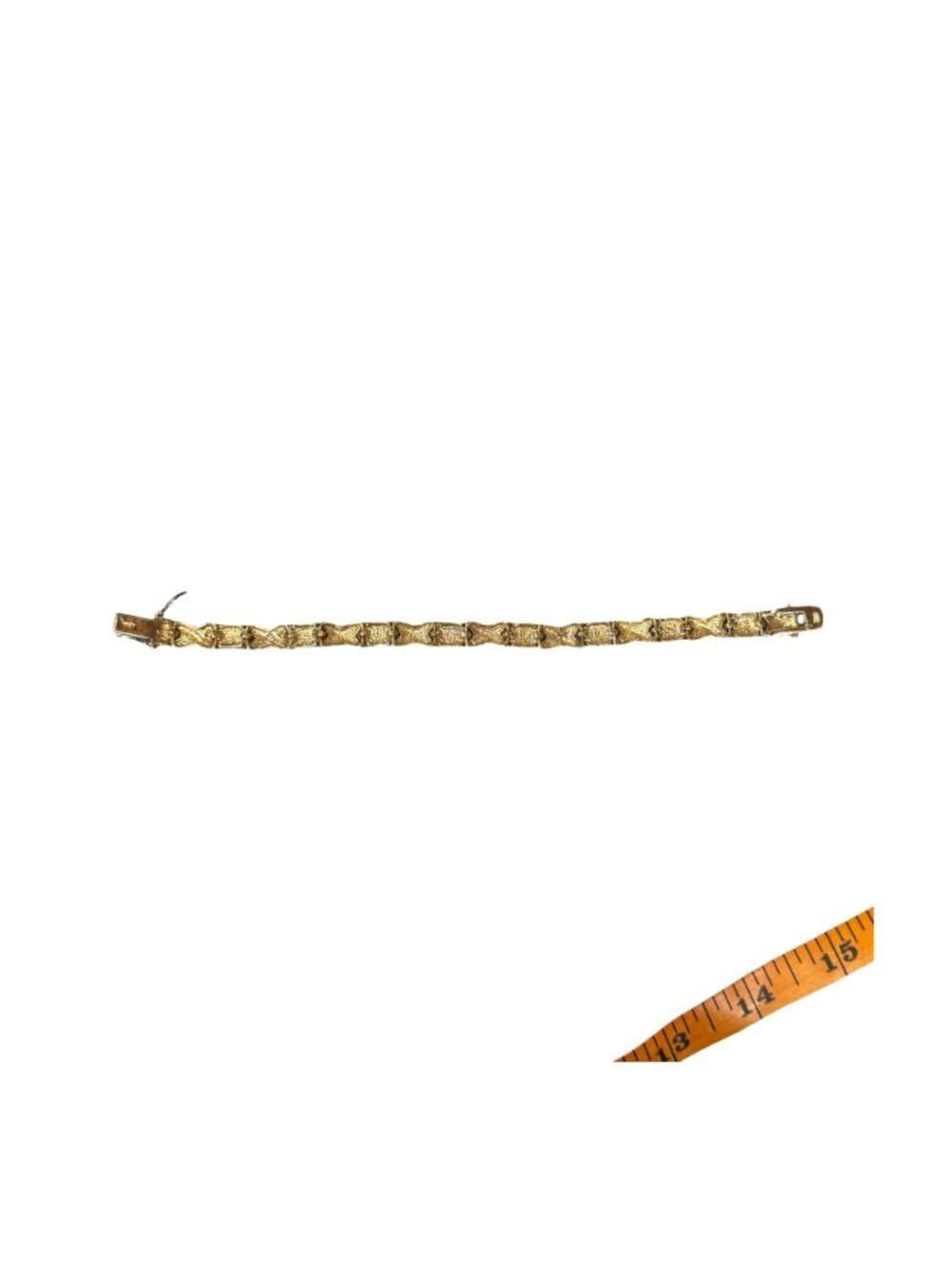 Gold Tone Textured X-Link Women's Bracelet - Picture 8 of 8